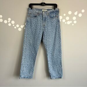 Levi's Premium Wedgie Straight Jeans Leapard Print High-Rise Size 28